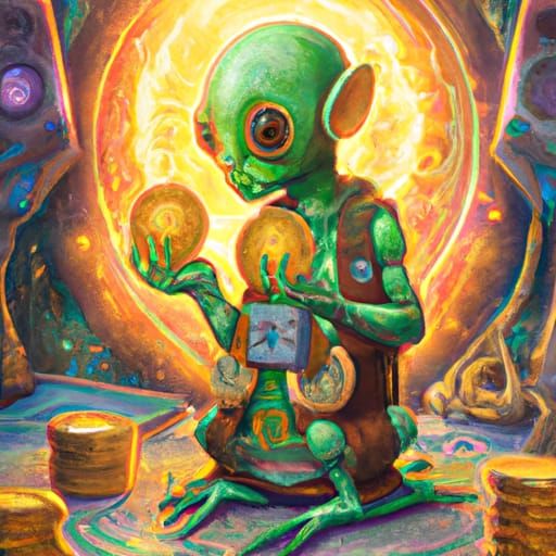 Alien Tarot Card in Cyberpunk Style