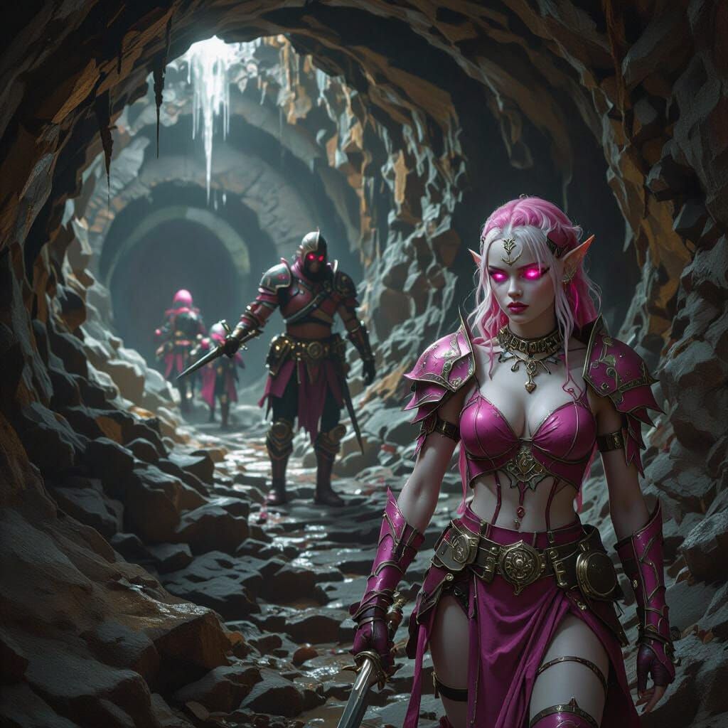 Lost Pink-Eyed Ork Woman: Dramatic Digital Matte Painting