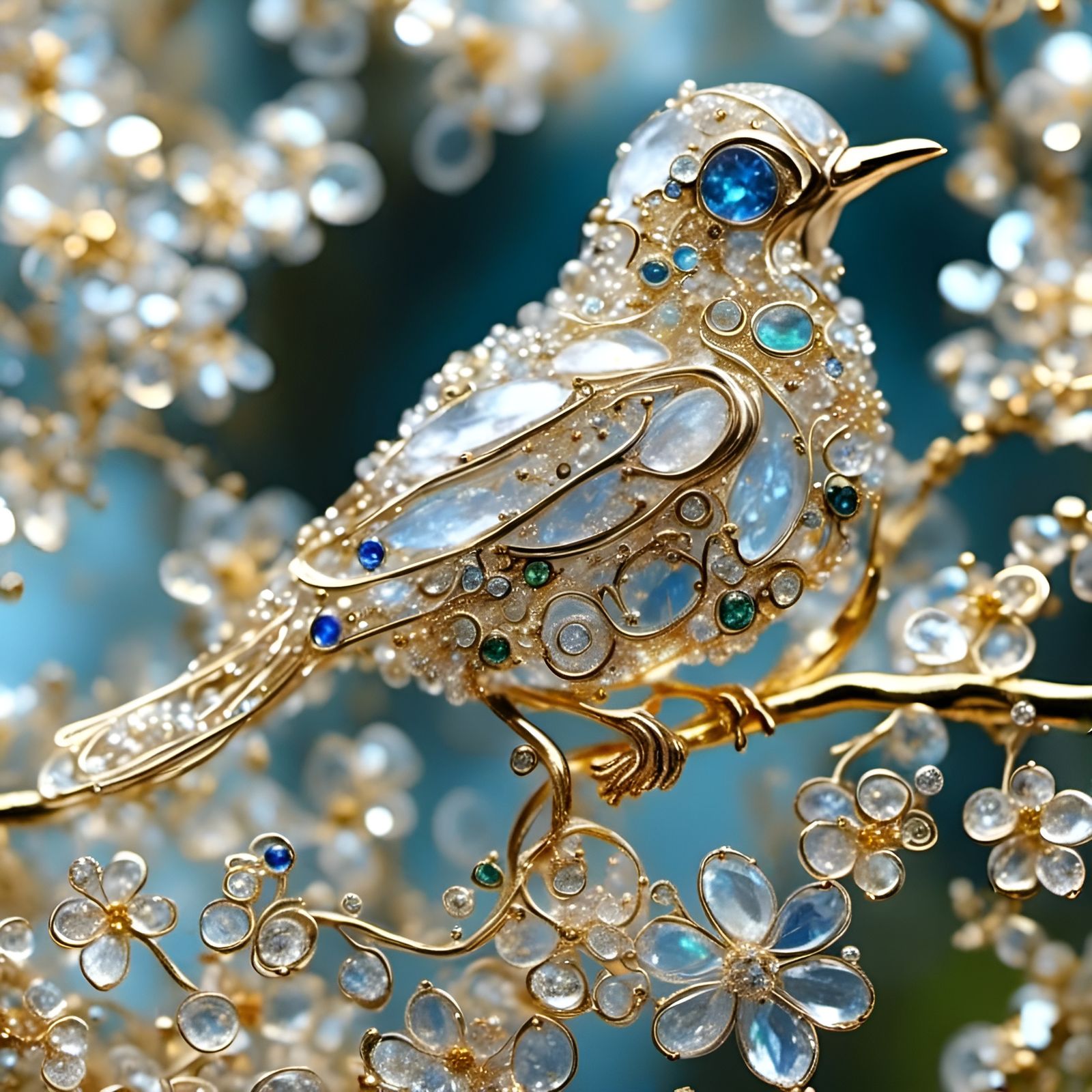 Spectacular Gilded Bird with Intricate Details