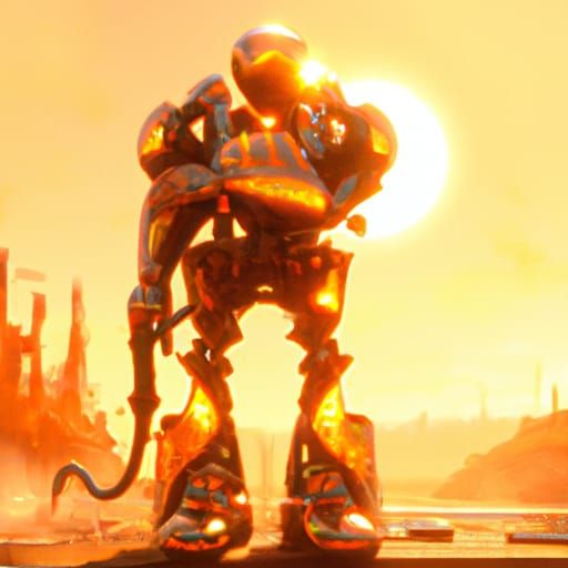 Robot Melts in Sun: Detailed Matte Painting