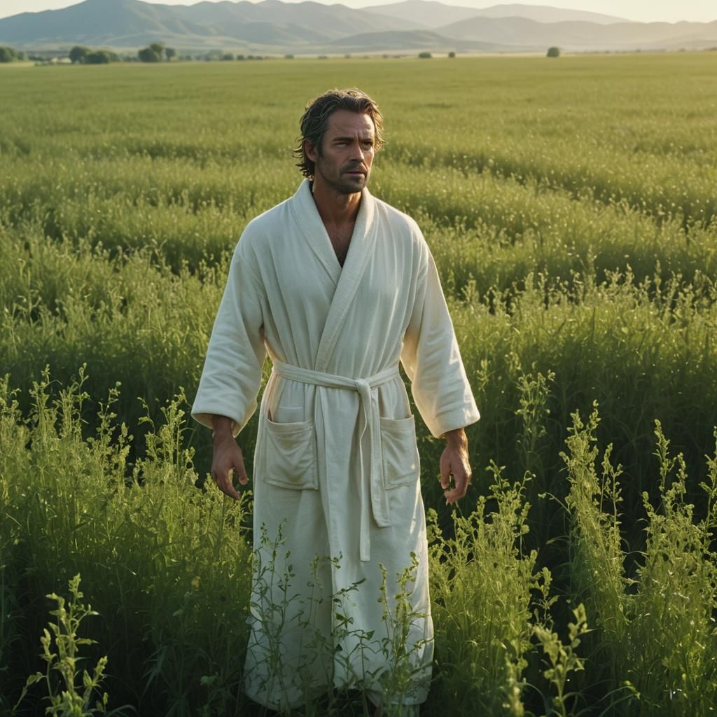 Surreal Portrait in Alfalfa Field, Digital Art