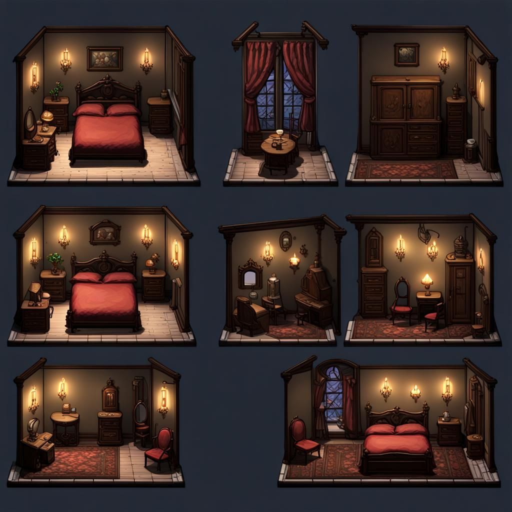 Gothic 2D Sprite of Servant's Bedroom