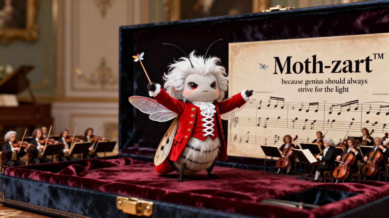 Moth-zart: Mozart-Inspired Moth Character in CGI Style