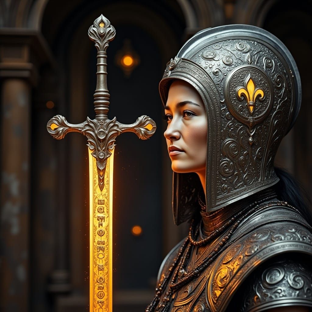 Joan of Arc's Energy Sword and Helmet