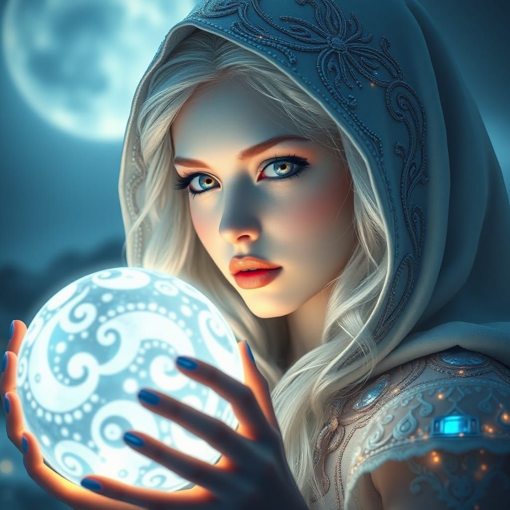 Luminous Moon Queen in Ethereal Landscape