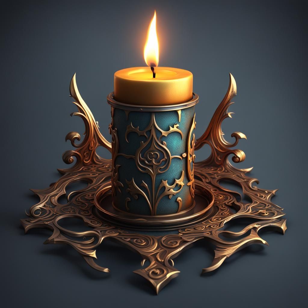 Metal Candle Symbol on Metal Background