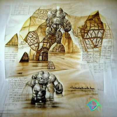 Akulakhan Golem Schematics: Steampunk Concept Art