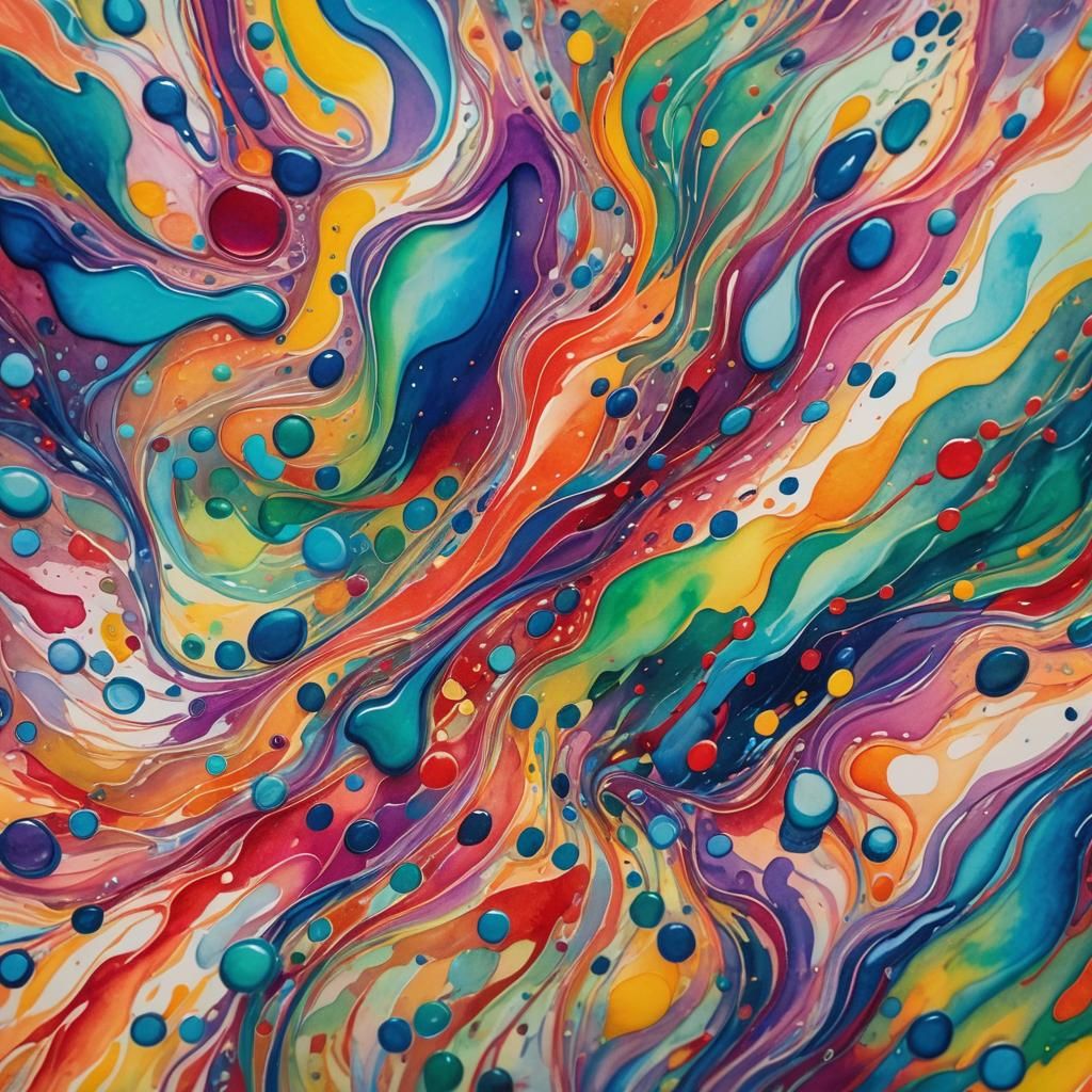 Swirling Rainbow Liquids Inside Glass as Watercolor