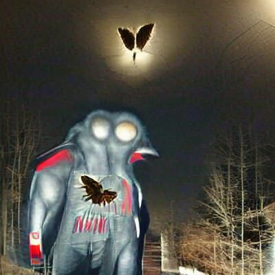 Eerie Digital Illustration of Mothman