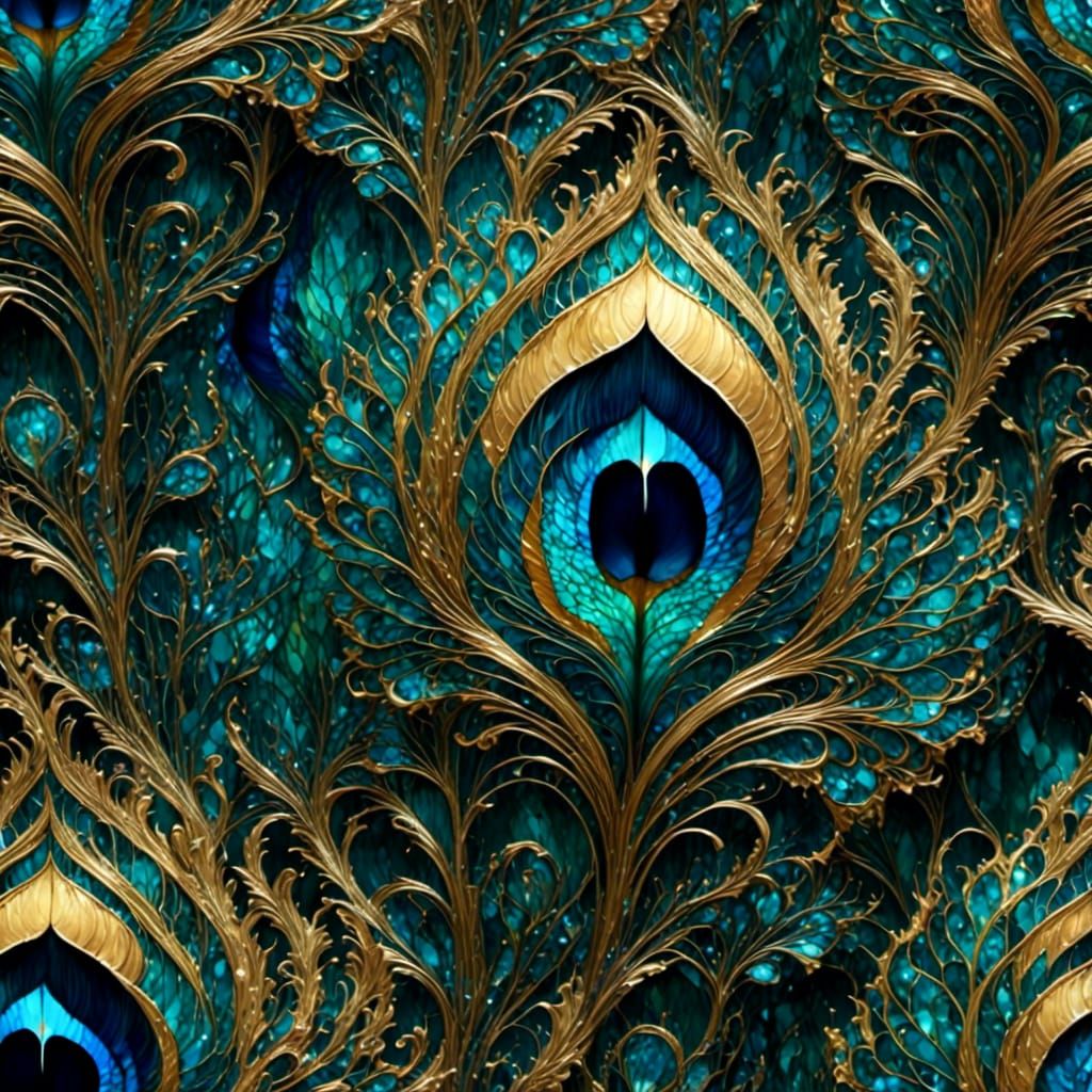 Fantastical Peacock Feather Illustration