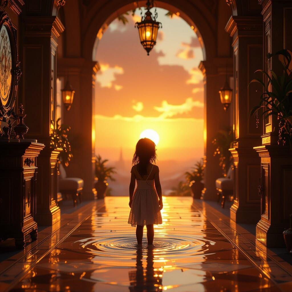 Girl in Golden Hour Light, Fantastical Interior