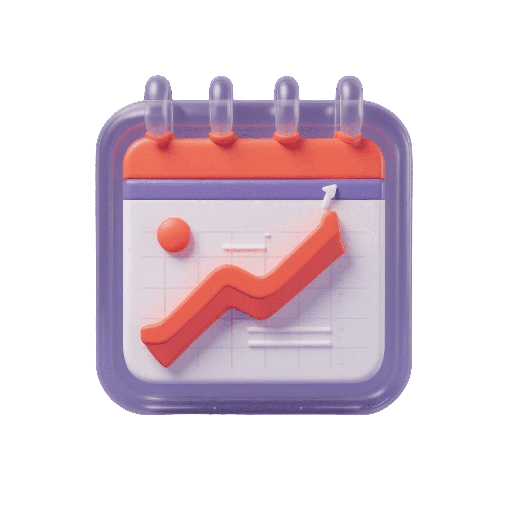 3D Timeline Icon in Vibrant Red