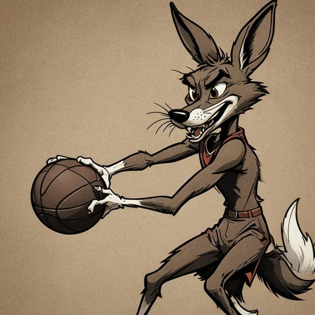 Wile E. Coyote Spins Basketball