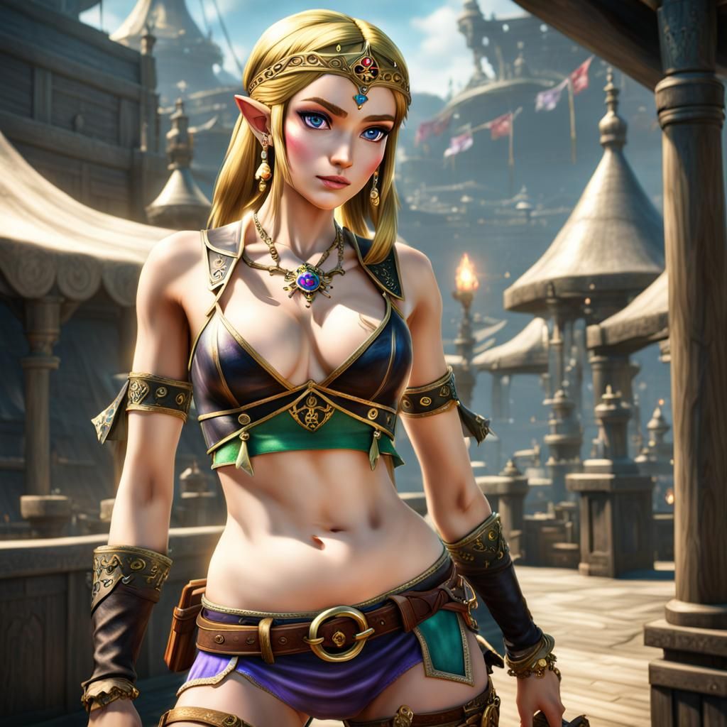 Hyperrealistic Princess Zelda Portrait in Pirate Outfit