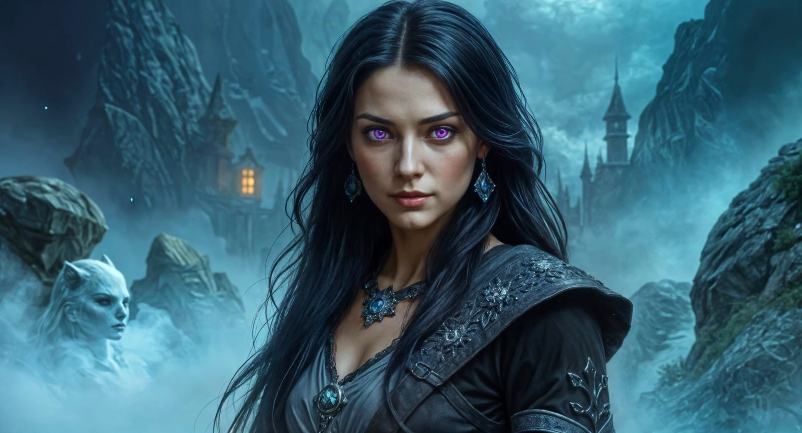 Hyperrealistic Witcher Sorceress Portrait in Ethereal Fantas...