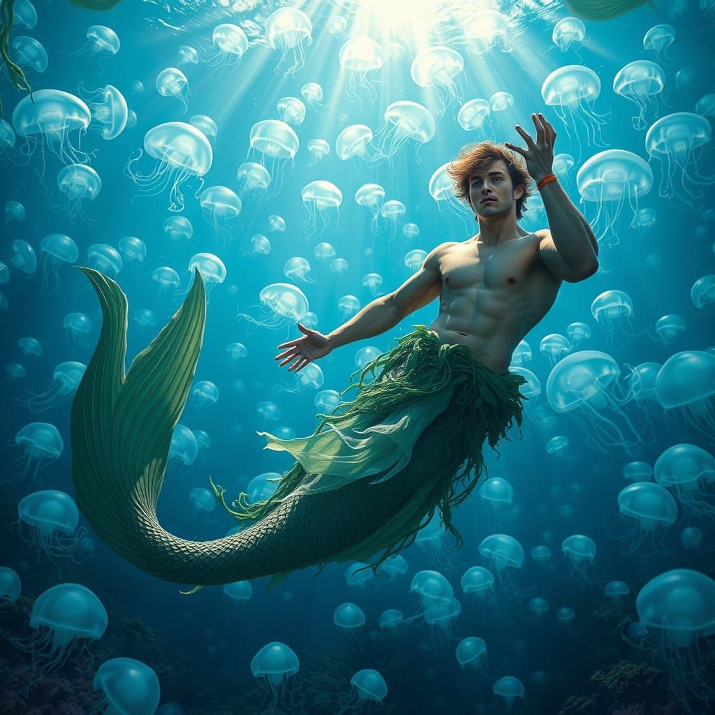 Chiseled Mermaids Swim Through Bioluminescent Waters in a Vi...