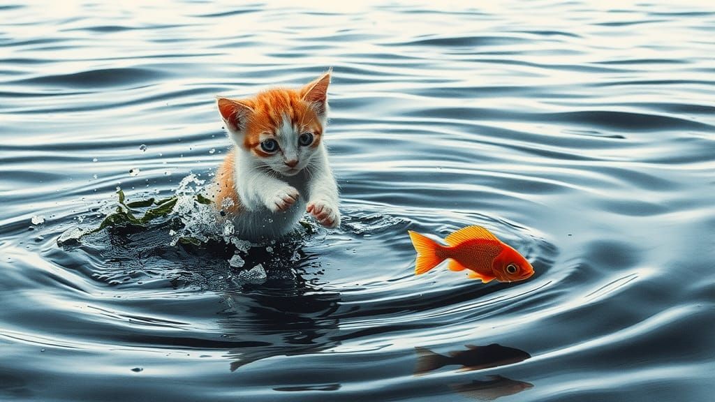 Kitten's Ink Splatter Aquatic Chase