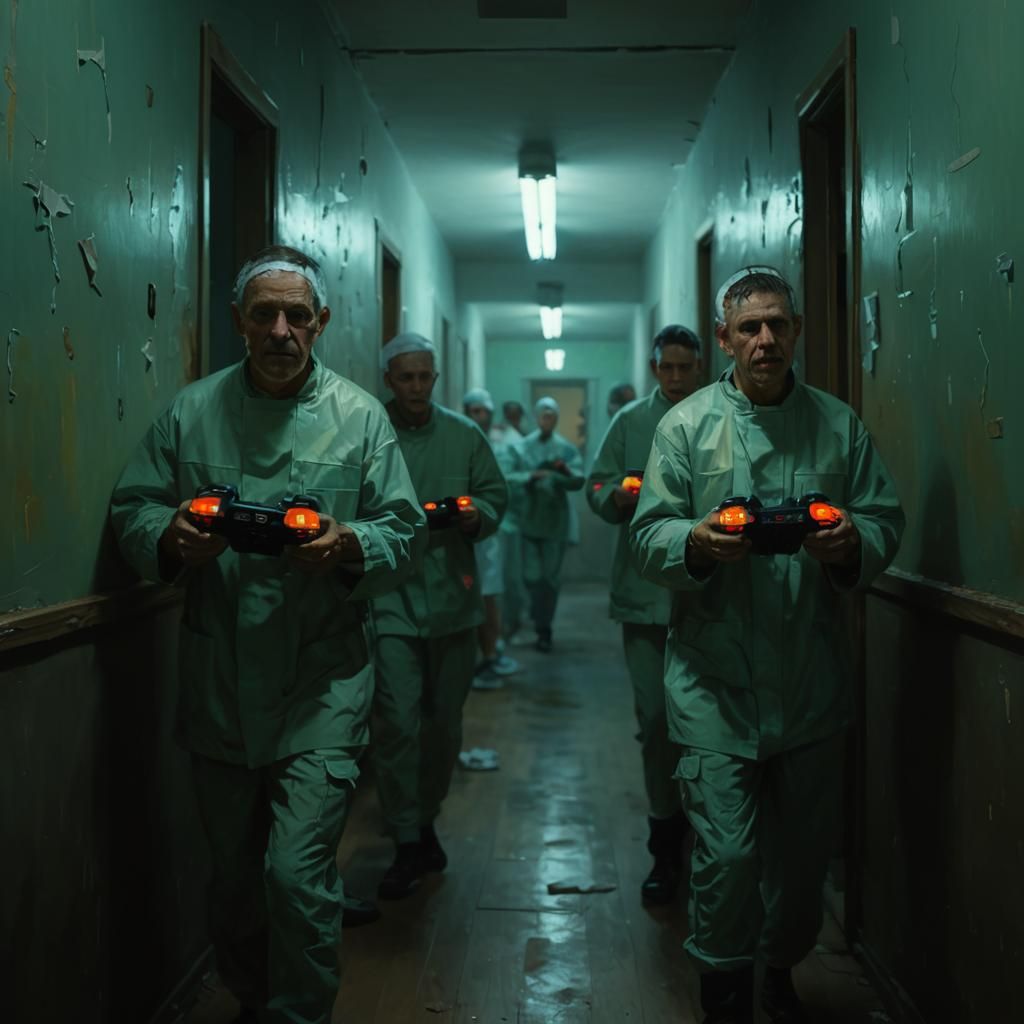 Neo-Impressionist Painting: Psychiatric Patients Playing a G...