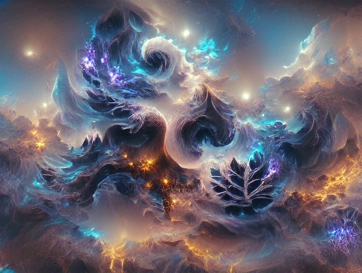 Ethereal Fractal Nebula in Detailed Digital Illustration