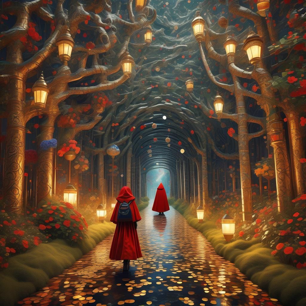 Little Red Riding Hood in Klimt Style