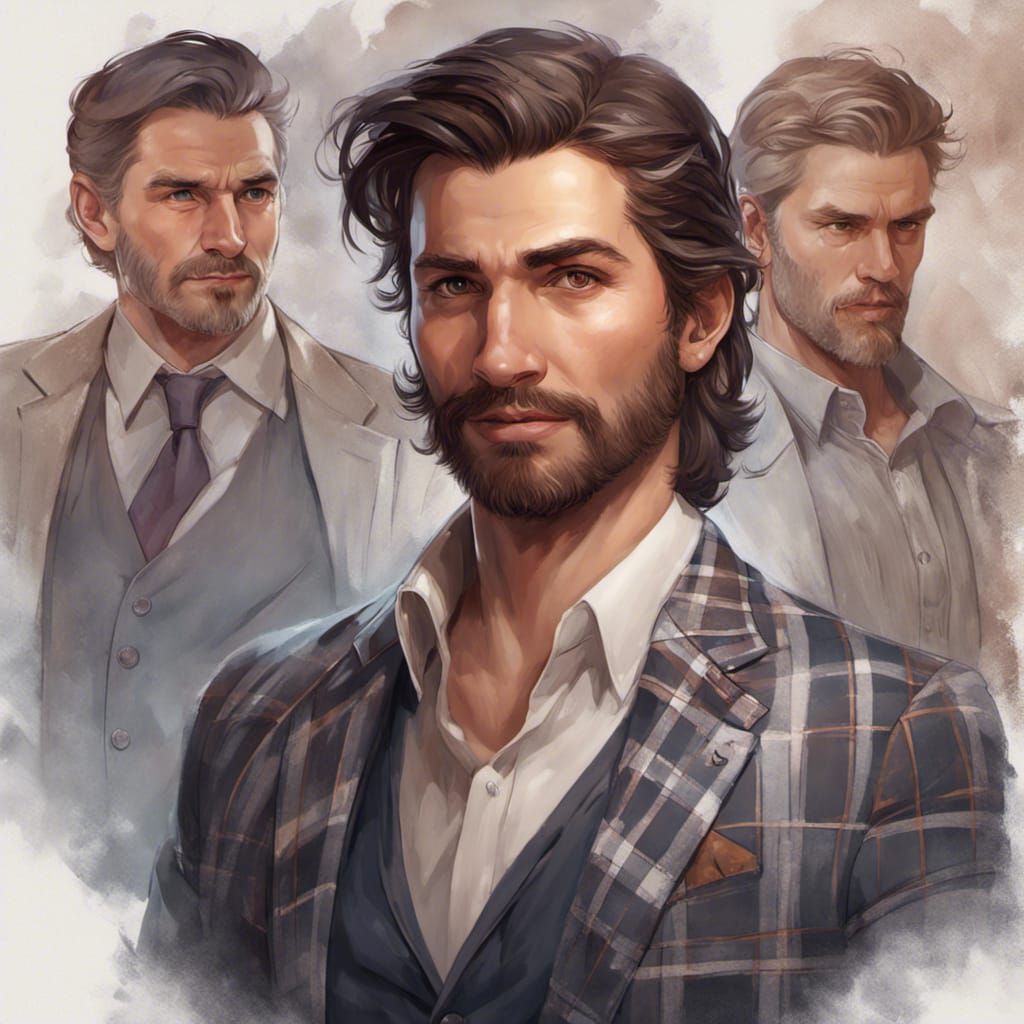 Confident Scottish Man Portrait in Digital Art Style