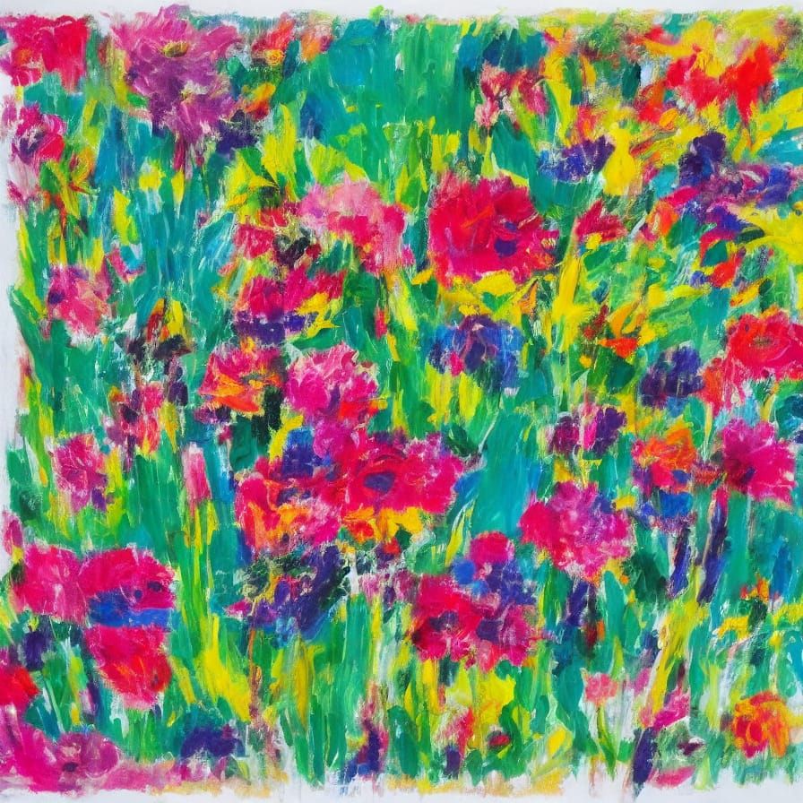 Whimsical Botanical Garden: Abstract Expressionist Art