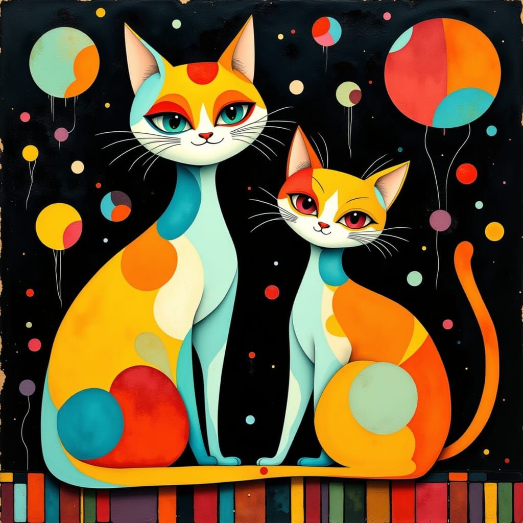 Mid Century Abstract Cat in Atomic Style