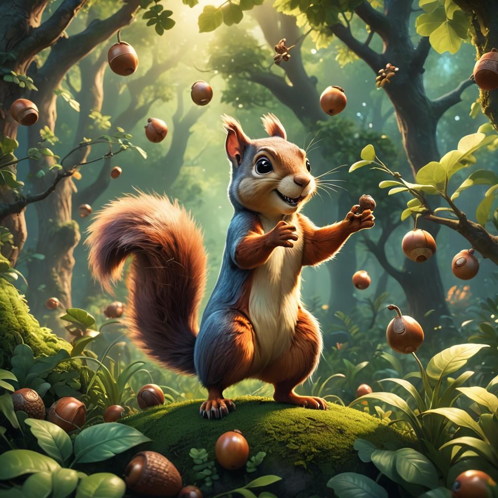 Pixar-Style Squirrel Concept Art in 3D