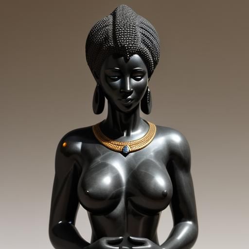 Black Marble Sculpture of Interracial Figures