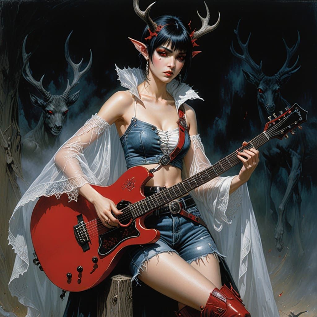 Ethereal Metal Goddess Plays Guitar