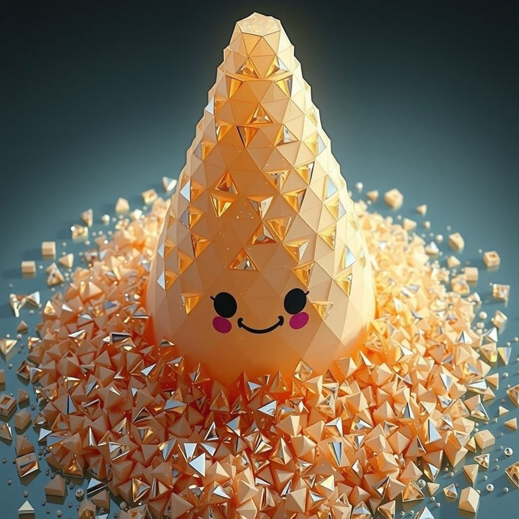 Shimmering Prism Pyramid with Happy Smile