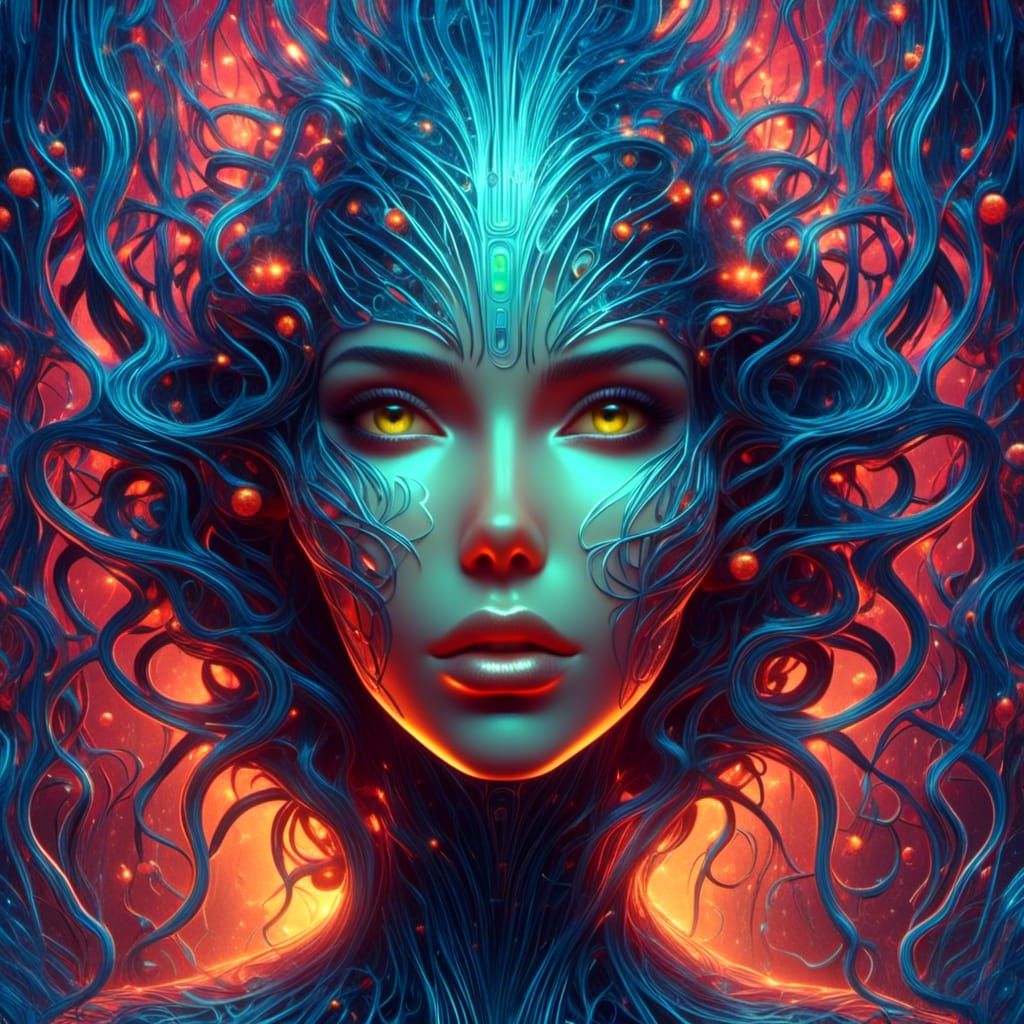 Pop-Art Close-up of Lillith in Neon Light