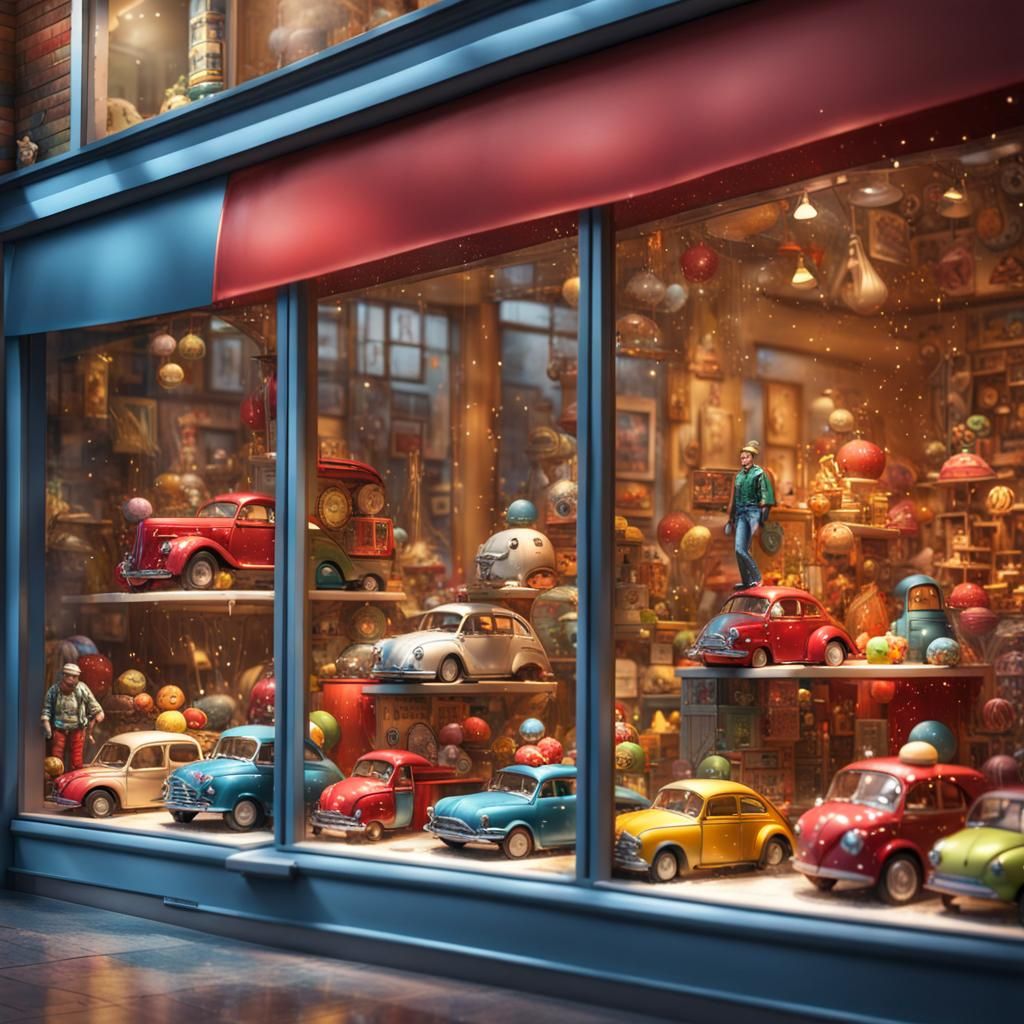 Holiday Toys in Hyperrealistic Toy Shop Window