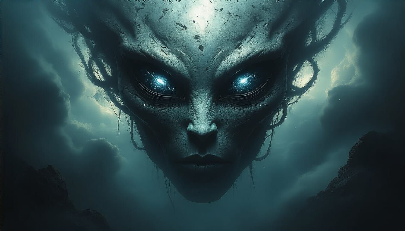 Surreal Alien Face in Cosmic Nebula