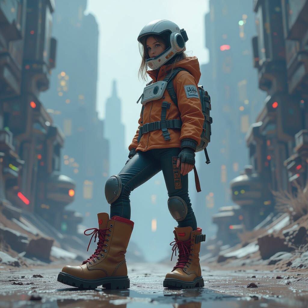 Gen Alpha Girl About to Stomp, Matte Painting Style