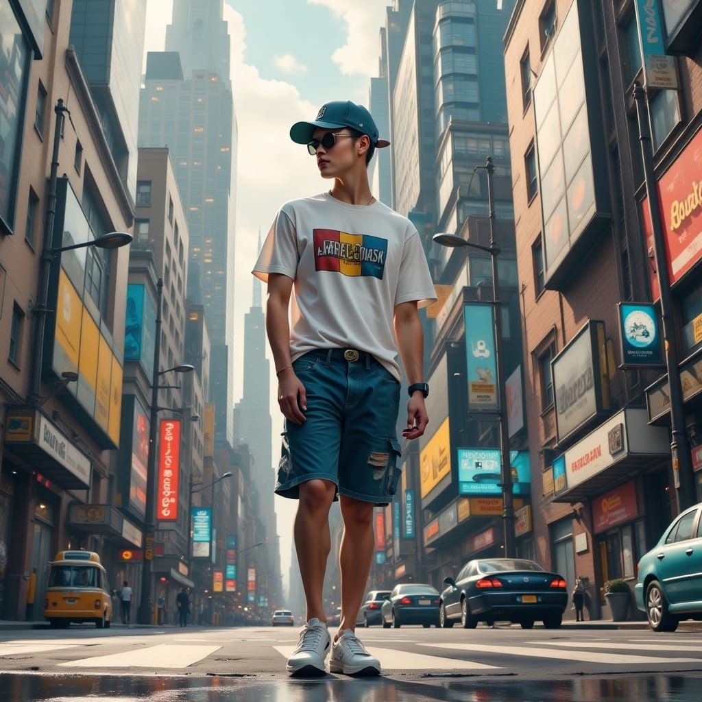 Person with XY Chromosomes in City, Digital Painting Style