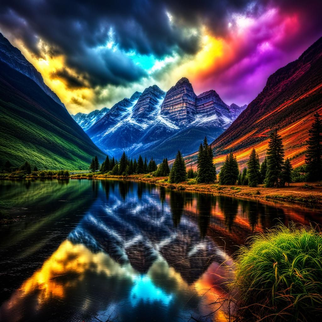 Rainbow Hyperrealistic Scene with Intricate Details