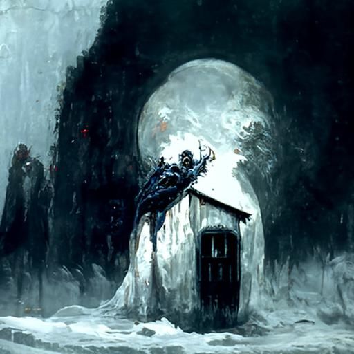 Haunted Night House in Gothic Horror Style