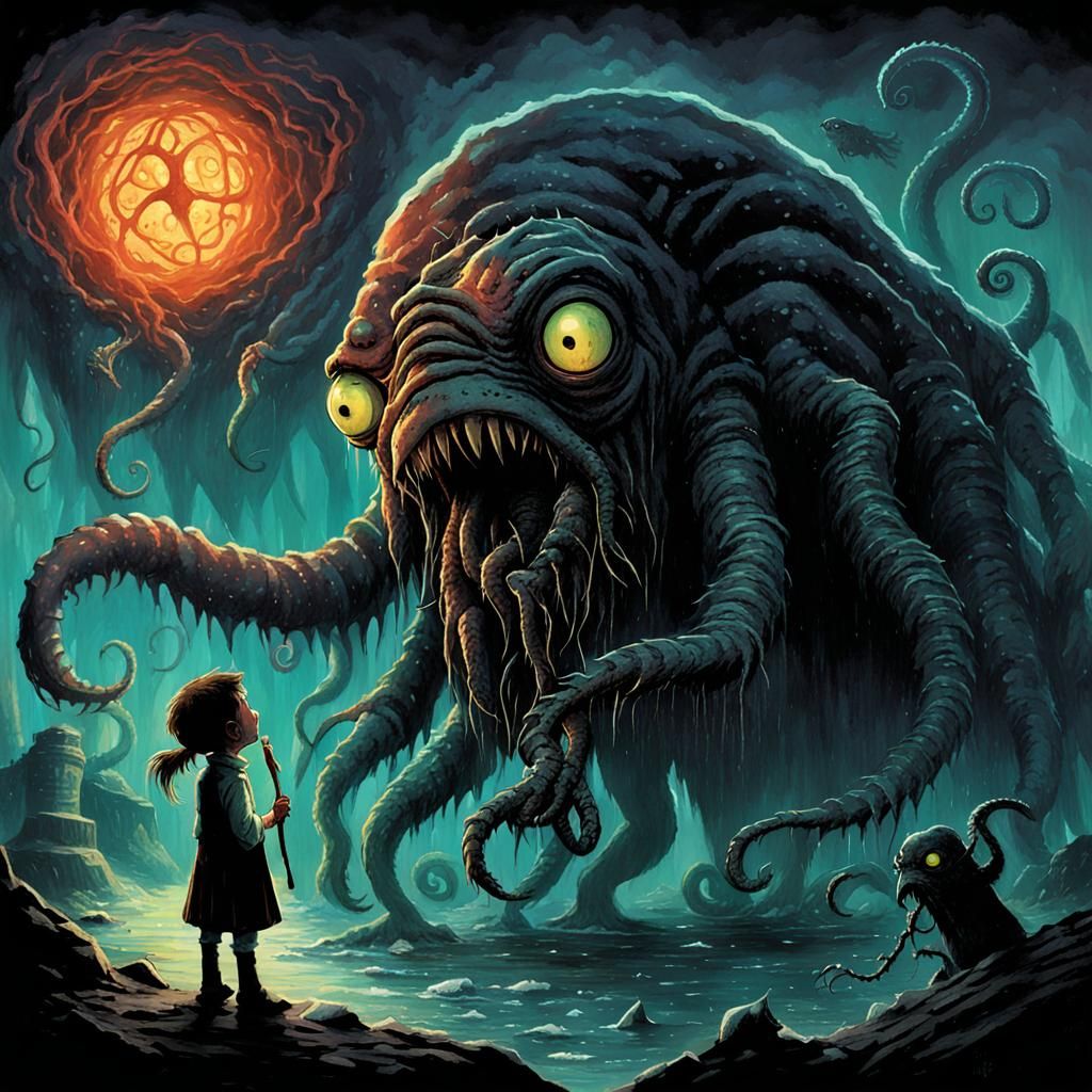 Gigerian Lovecraftian Horror Children's Book Illustration