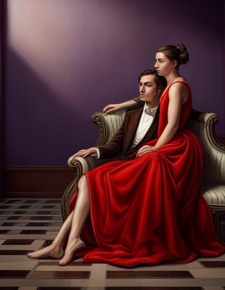 19th Century Portrait of Couple in Noble Clothing