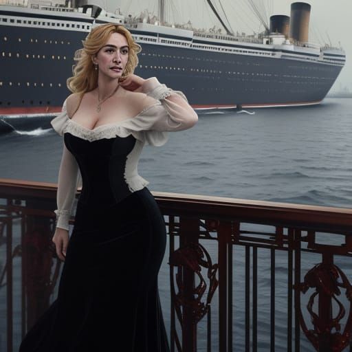 Ghostly Sisters on Titanic's Deck, Rose by Their Side