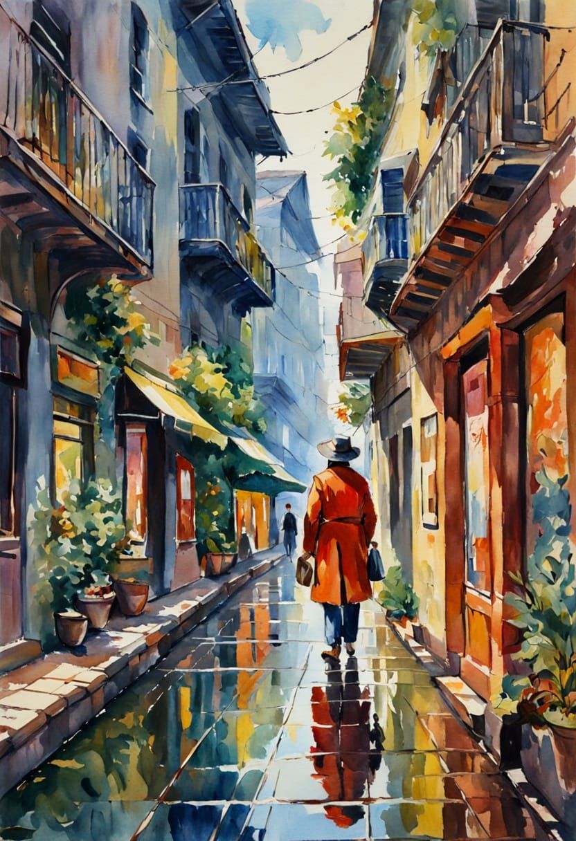 Impressionist Gouache Painting on Canvas in 8K