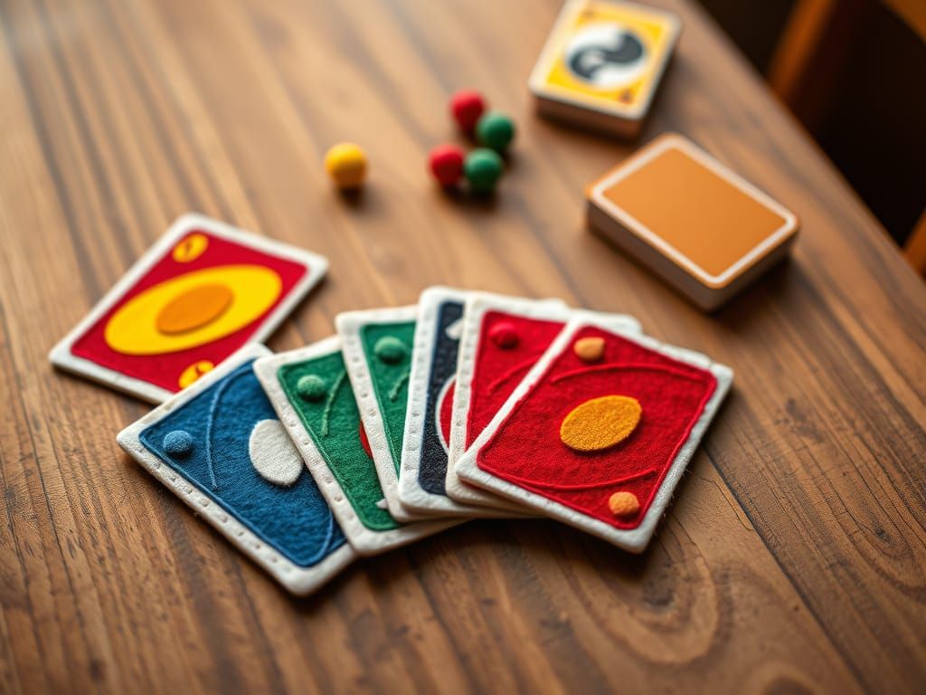 Hand-stitched Felt Uno Cards in Stop-Motion Style