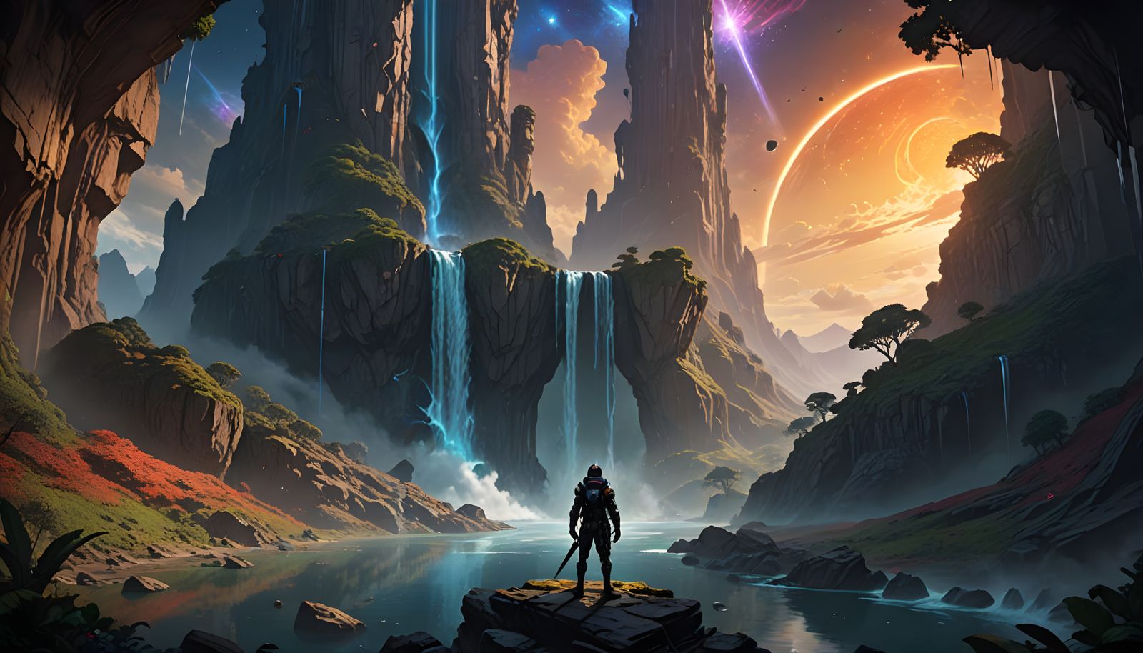 Chrome Knight on Alien World: Dark Fantasy Concept Art