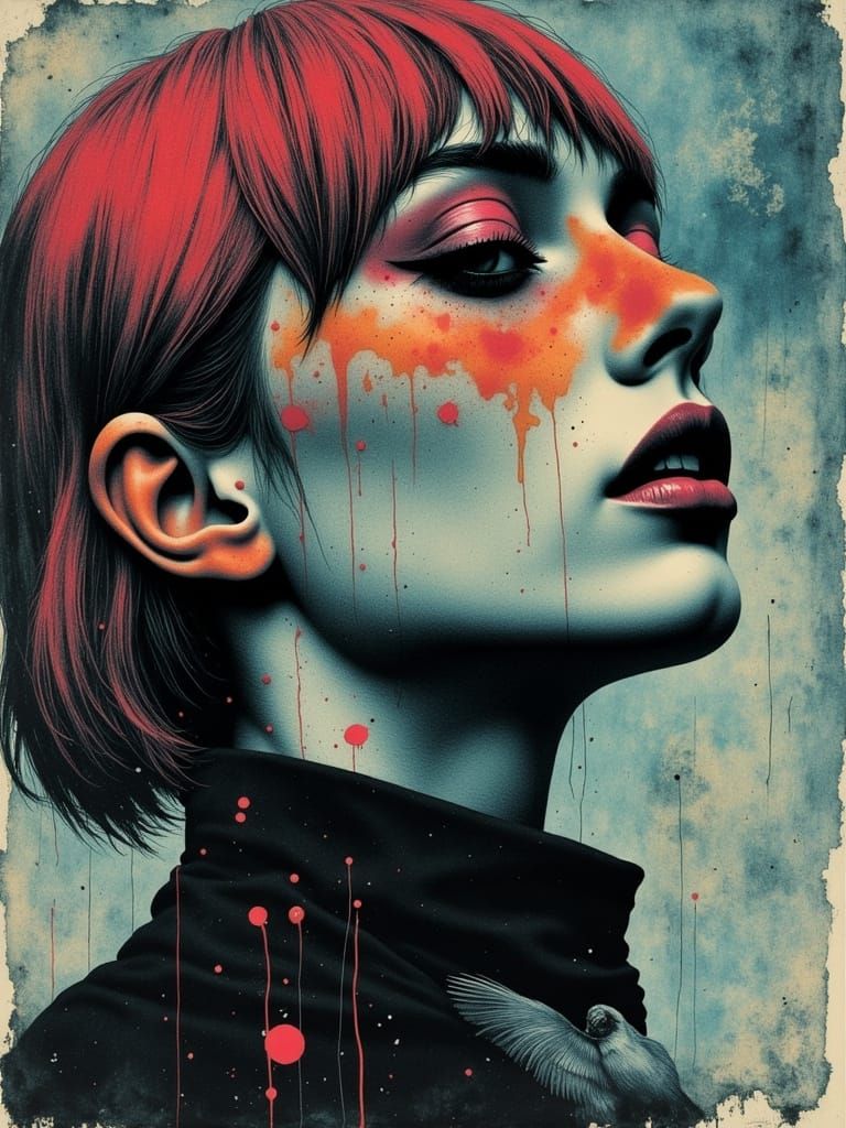 Gothic Goddess in Dreamlike Double Exposure