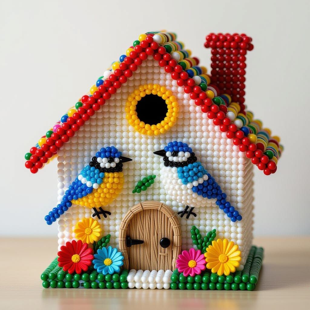 Beaded Birdhouse: A Colorful Home for Birds