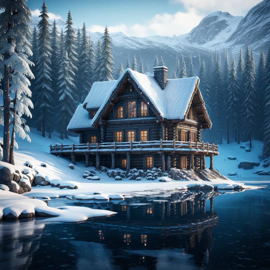 Winter Cabin in Norway: A Detailed Matte Painting
