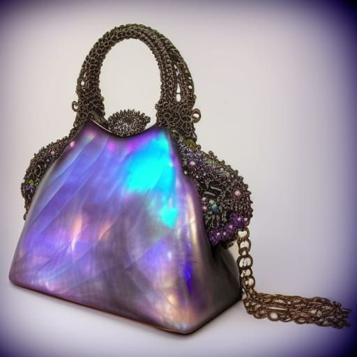 Ethereal purple gothic handbag with rainbow moonstones& gothic vibes& ethereal vibes& dark fantasy vibes& beautiful craf...