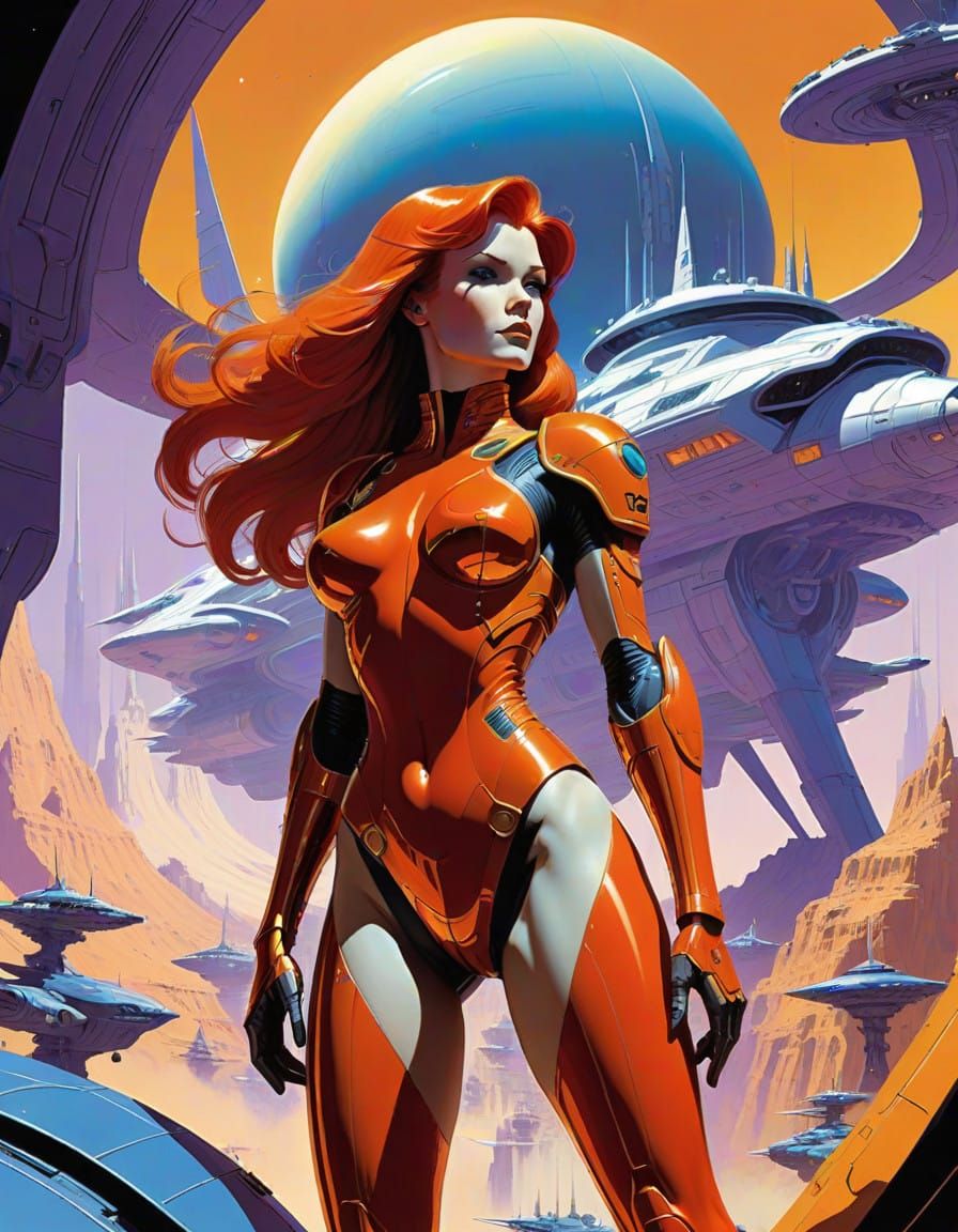 Regal Space Captain in Rainbow Velour Bodysuit, Exuding Comm...