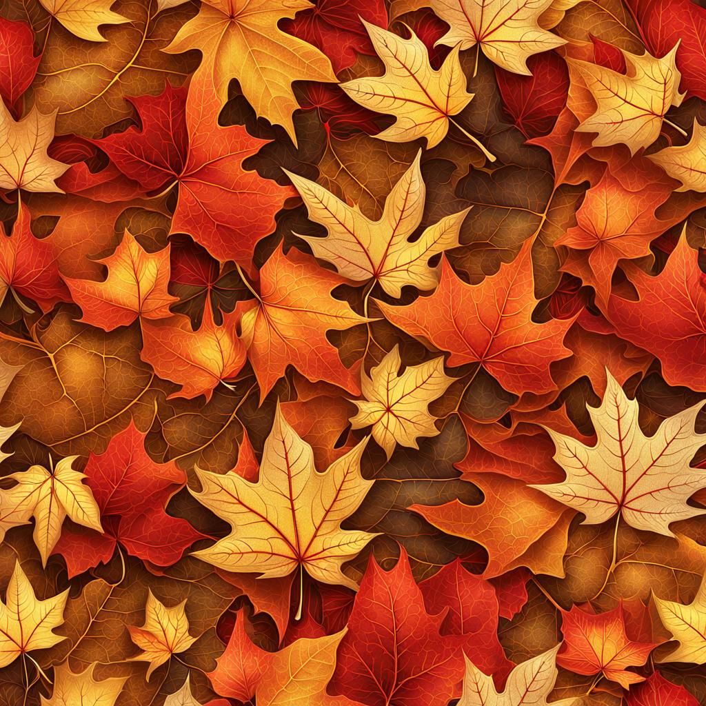 Nature-Inspired Autumn Leaves Repeating Pattern